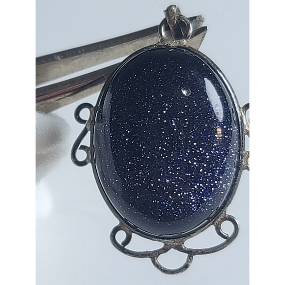Blue Oval Goldstone Pendant - Picture 3 of 5